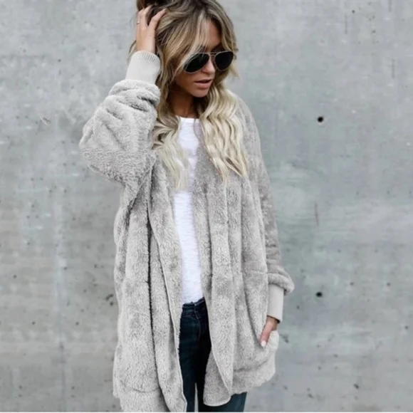 Teddy Coat - LAST ONE - Sherpa Fleece MILITARY HIPPIE - Picture 9 of 12